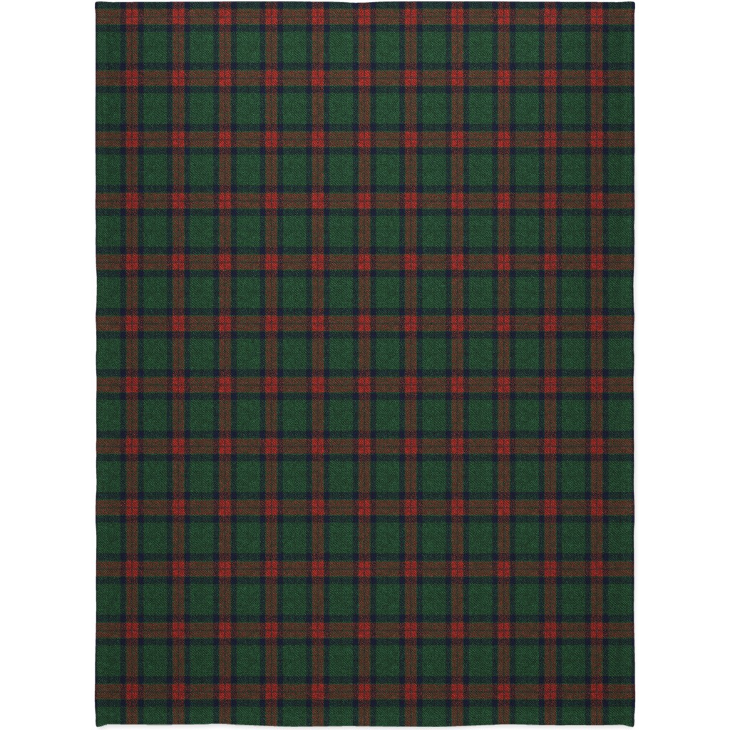 Holiday Tartan Blanket, Fleece, 60x80, Green, Classic Green