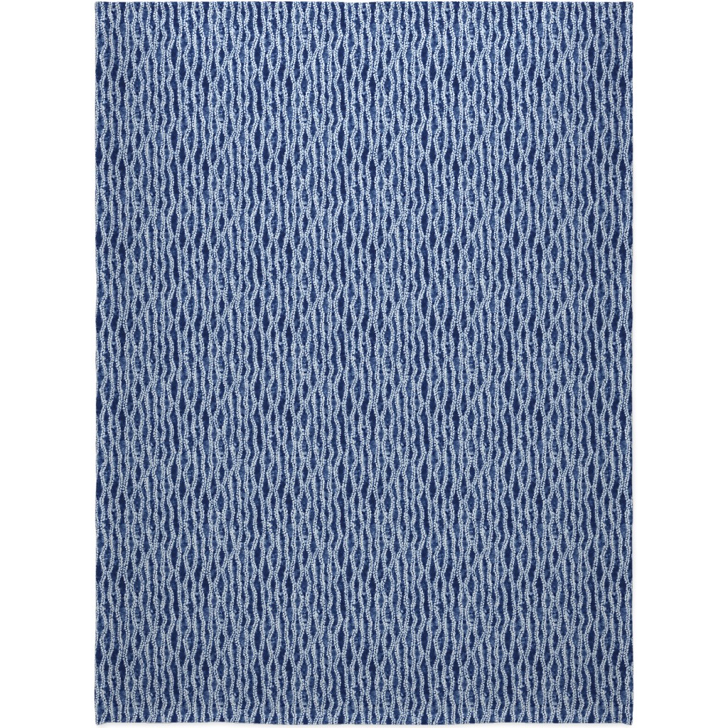Shibori Ripples - Blue Blanket, Fleece, 60x80, Blue, True Blue