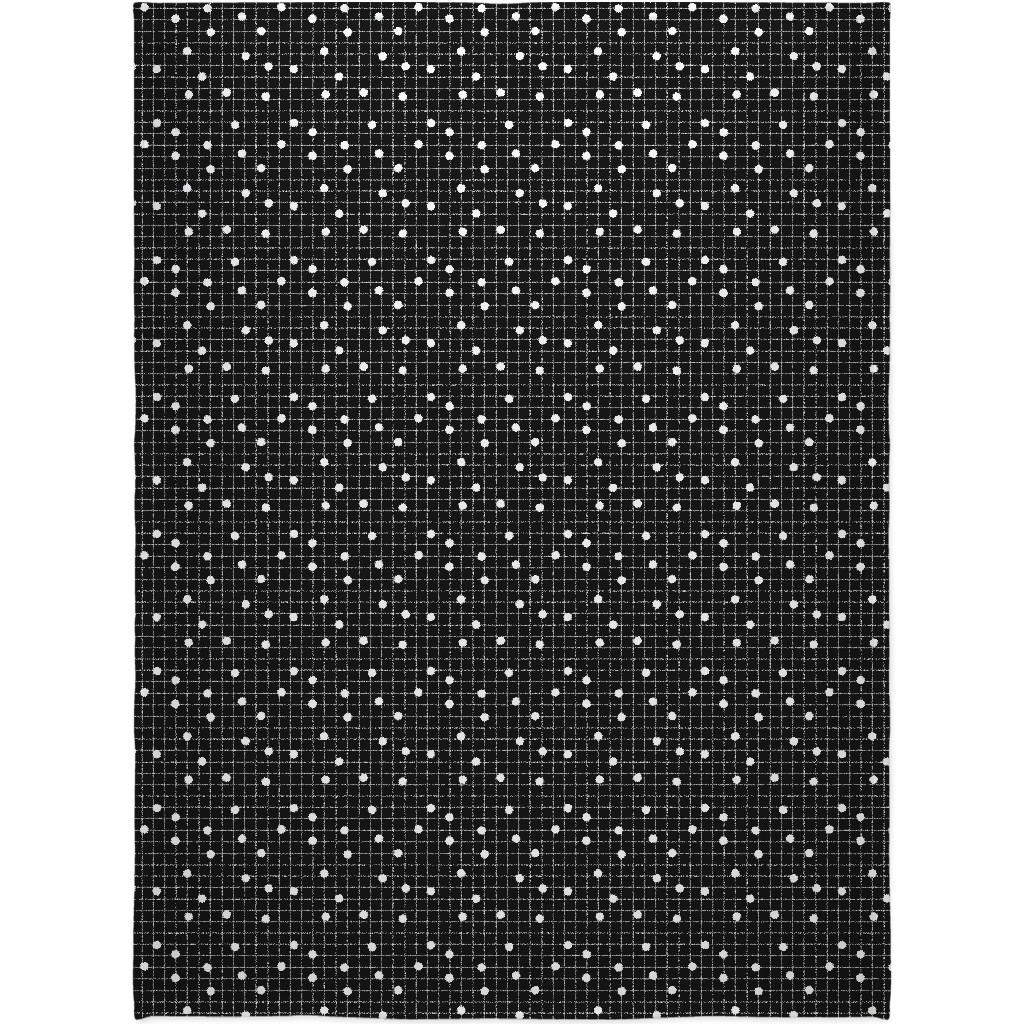 Dot Line - Black and White Blanket, Fleece, 60x80, Black, Black