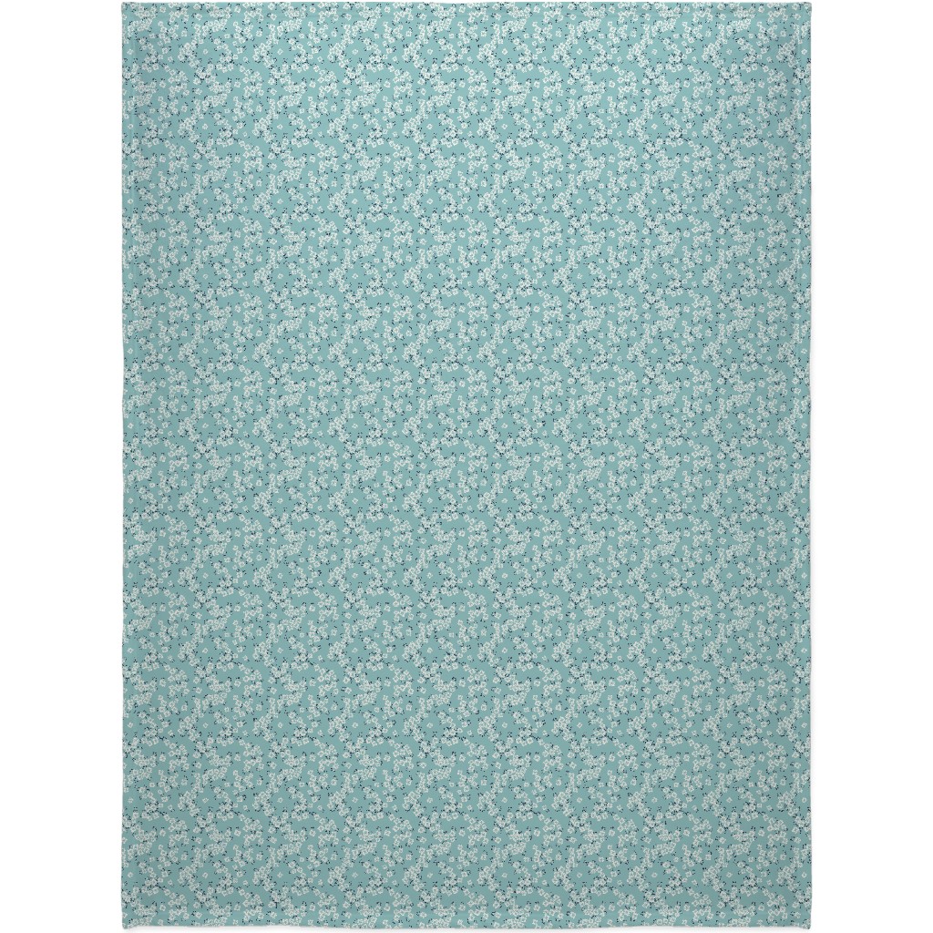 Japanese Blossom - Blue Blanket, Fleece, 60x80, Blue, True Blue
