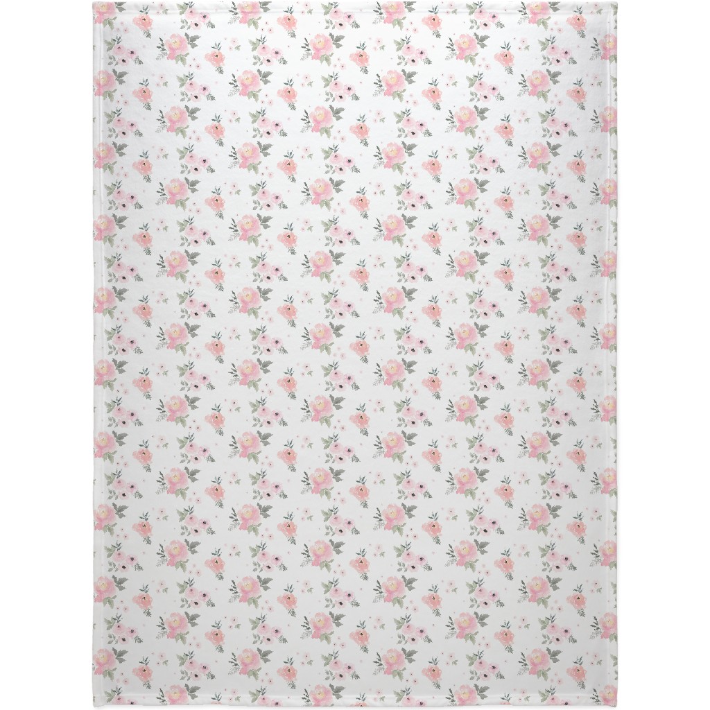 Sweet Blush Roses - Pink Blanket, Fleece, 60x80, Pink
