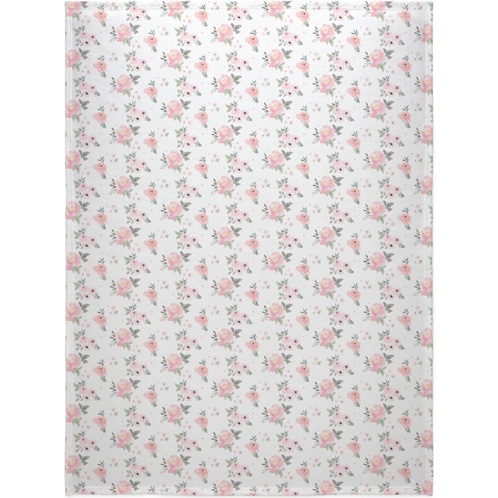 Sweet Blush Roses - Pink Blanket, Fleece, 60x80, Pink, Bright Pink