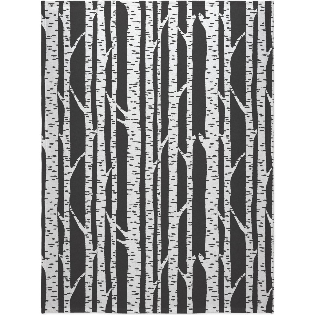 Birch - Black Blanket, Fleece, 60x80, Gray