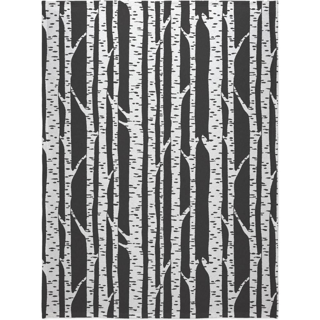 Birch - Black Blanket, Fleece, 60x80, Gray, Gray