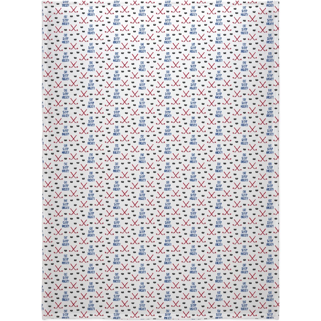 Eat Sleep Hockey - Red and Blue Blanket, Fleece, 60x80, Multicolor