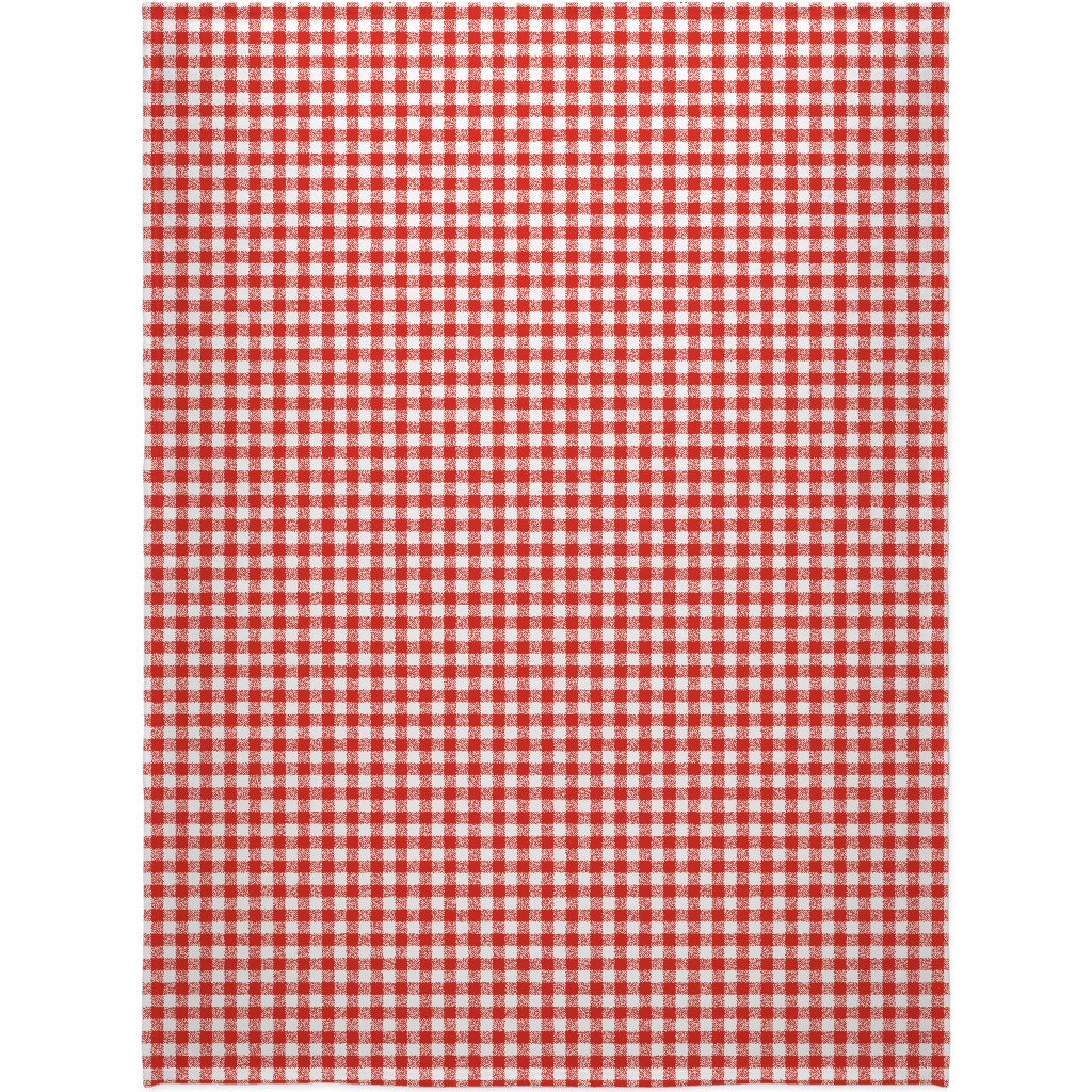 Red Gingham Pattern Blanket, Fleece, 60x80, Red, Red