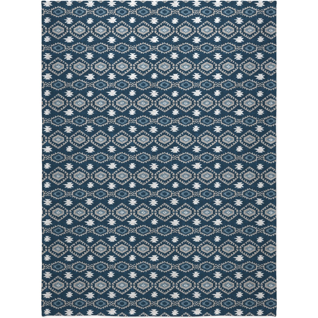 Kilim Me - Blue Blanket, Fleece, 60x80, Blue, True Blue