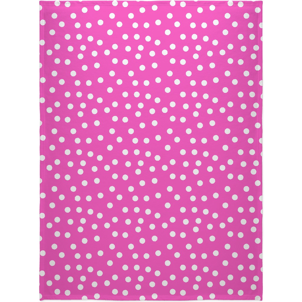 Polka Dot Scatter - Pink Blanket, Fleece, 60x80, Pink