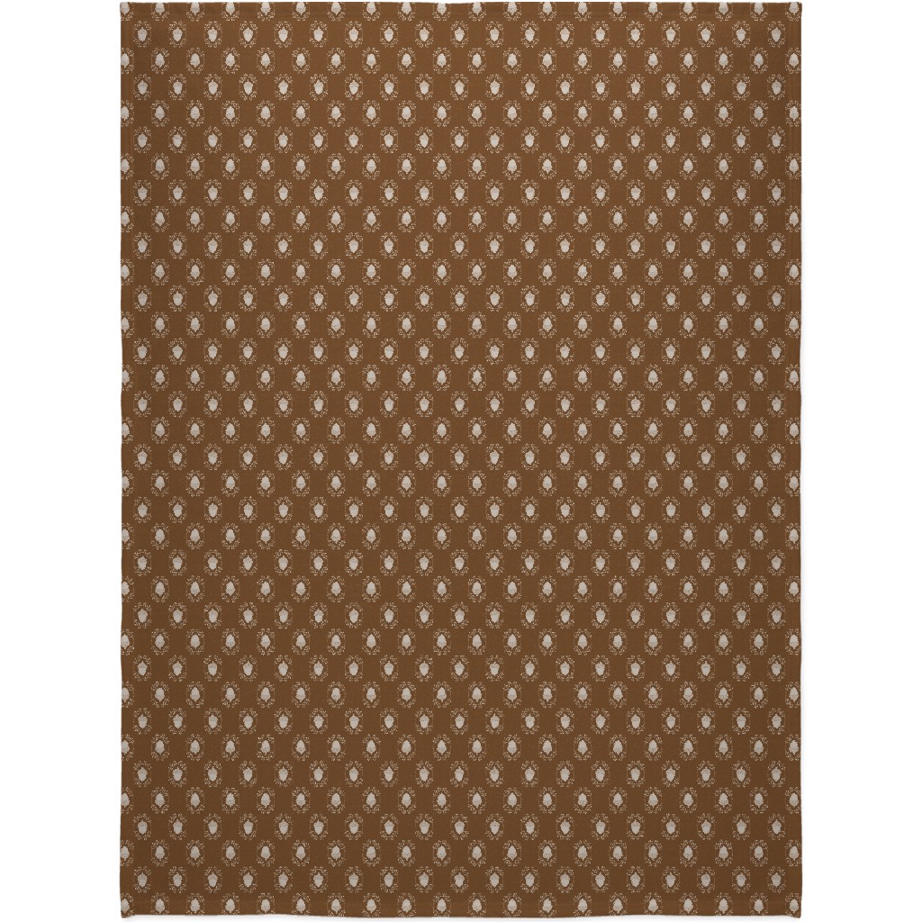 Autumn Acorn Rosehip Textured Damask Blanket, Fleece, 60x80, Brown