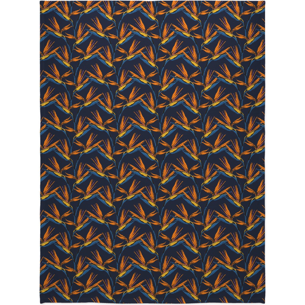 Bird of Paradise Blanket, Fleece, 60x80, Blue, Silhouette