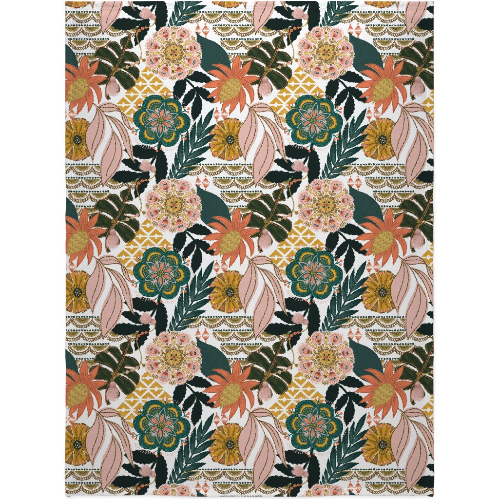 Boho Tropical Blanket, Fleece, 60x80, Multicolor