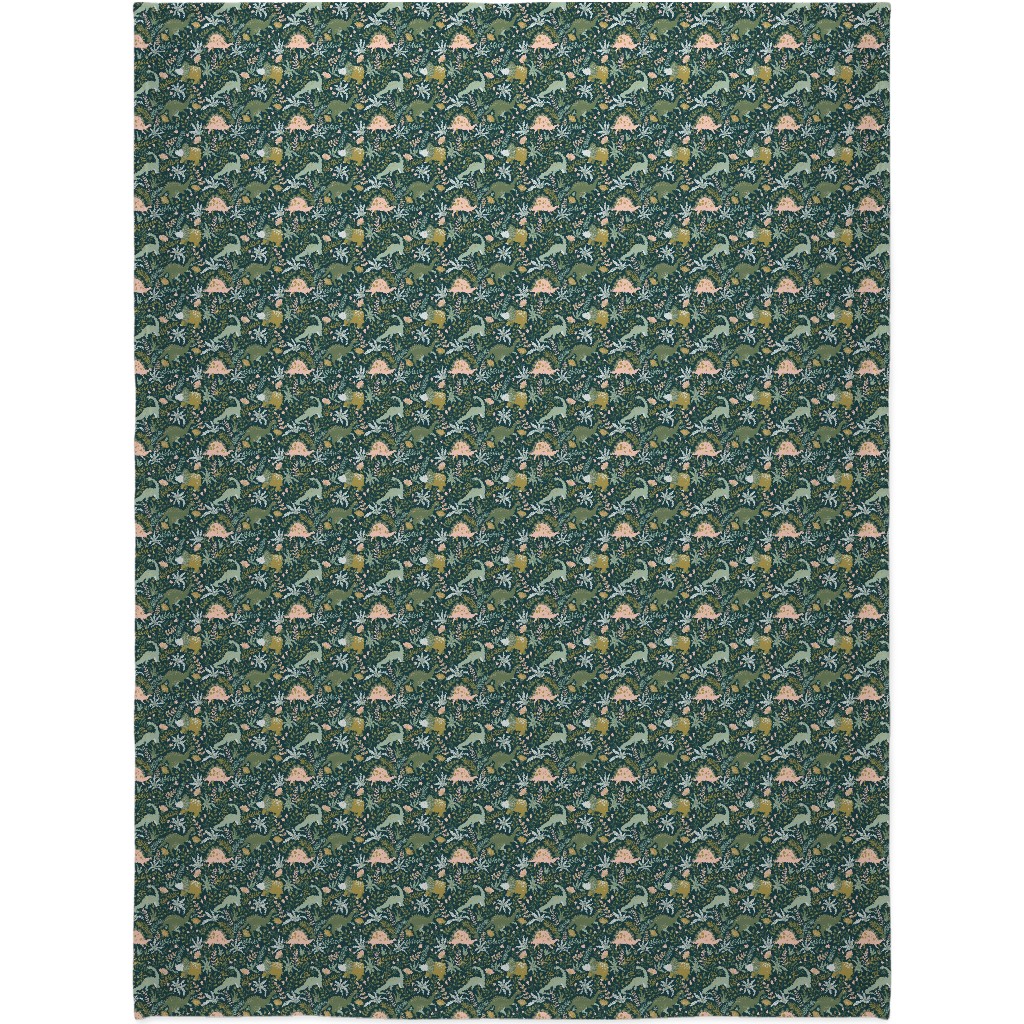 Dino - Green Blanket, Fleece, 60x80, Green, Classic Green
