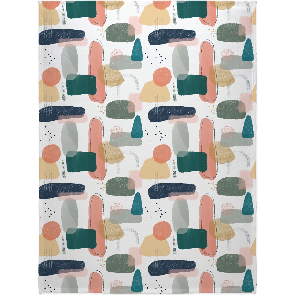 Abstract Minima - Multi on White Blanket, Fleece, 60x80, Multicolor