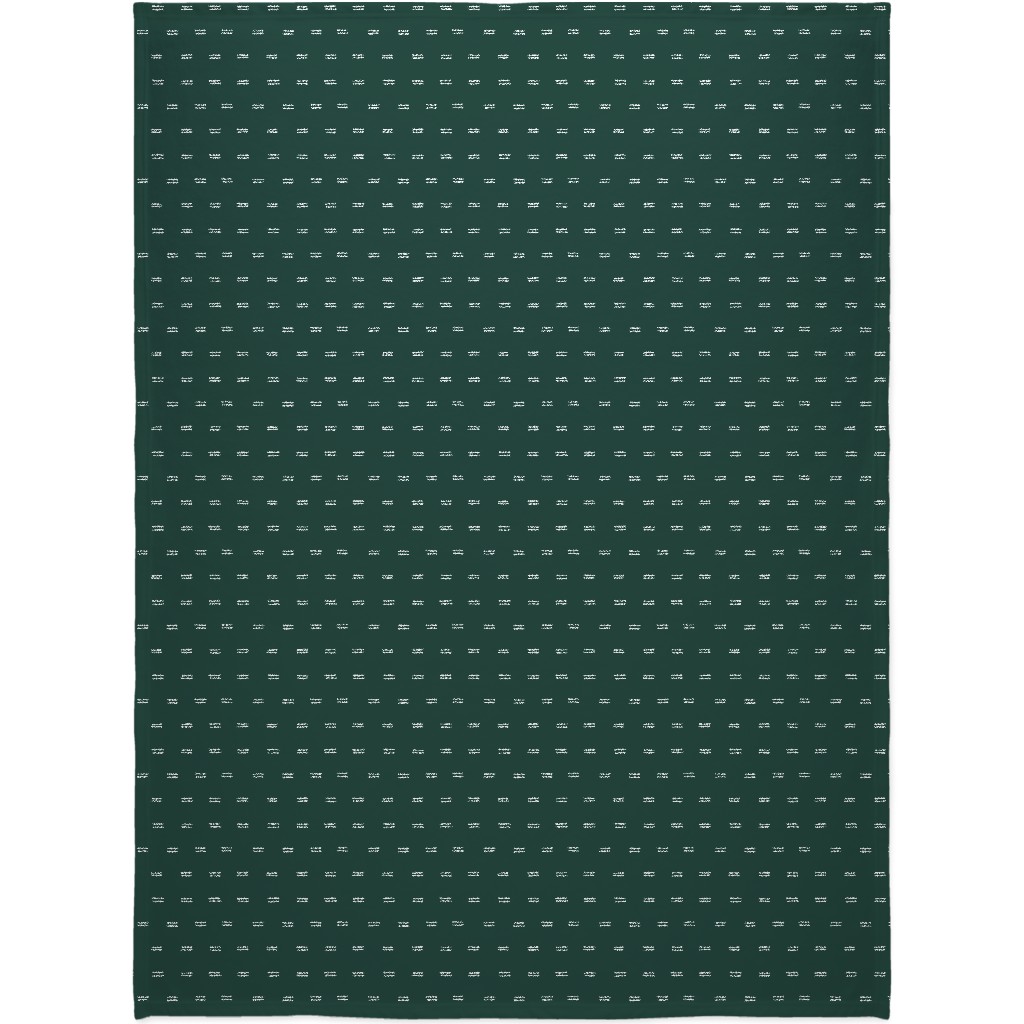 Parallel Lines Hand Drawn Mudcloth on Bottle Green Blanket, Fleece, 60x80, Green, Classic Green