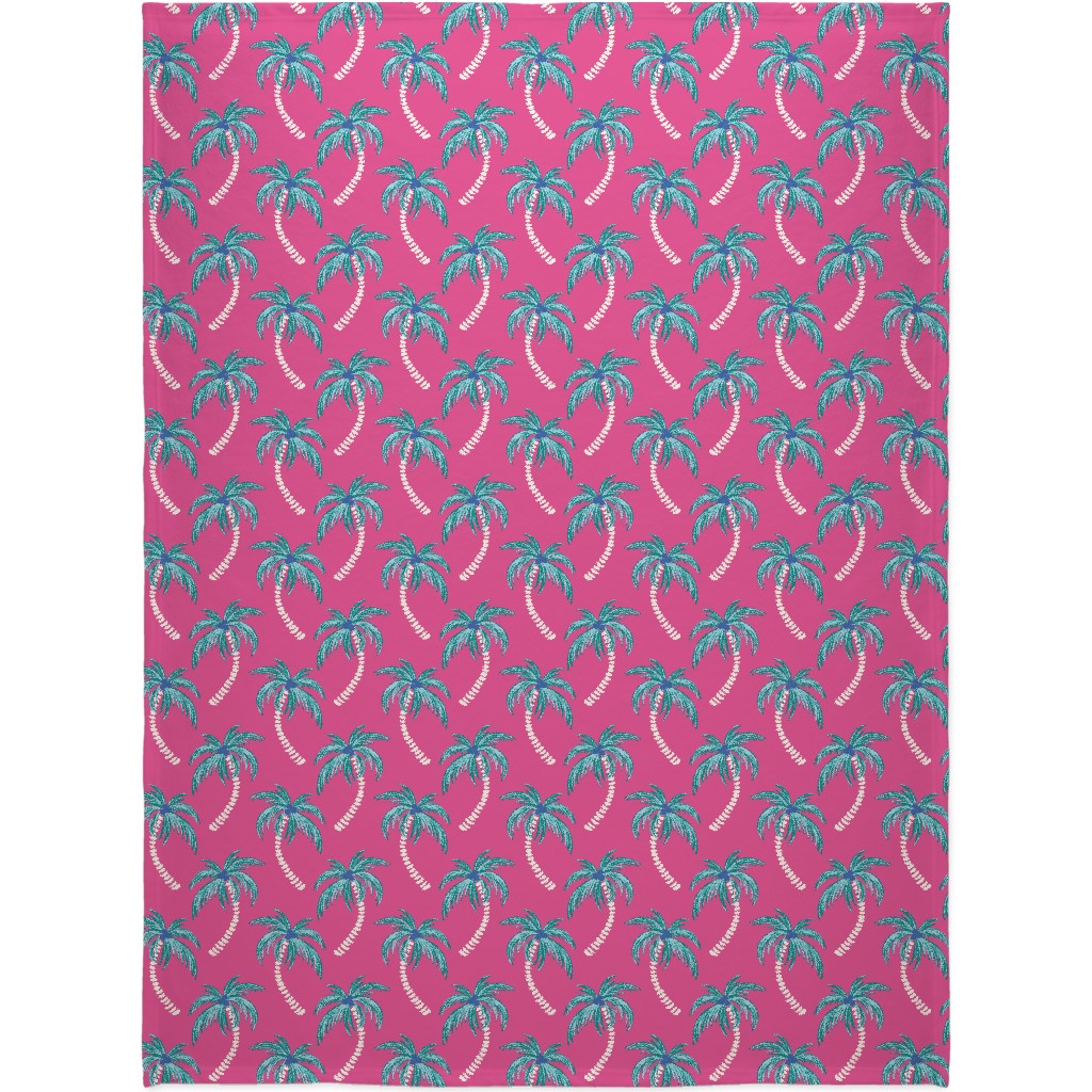Tropical Palms Blanket, Fleece, 60x80, Pink
