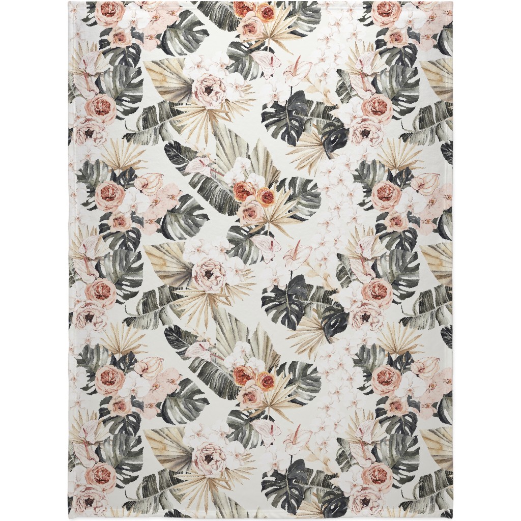 Paradise Palm, Peonies, and Tropical Plants - Multi Blanket, Fleece, 60x80, Multicolor