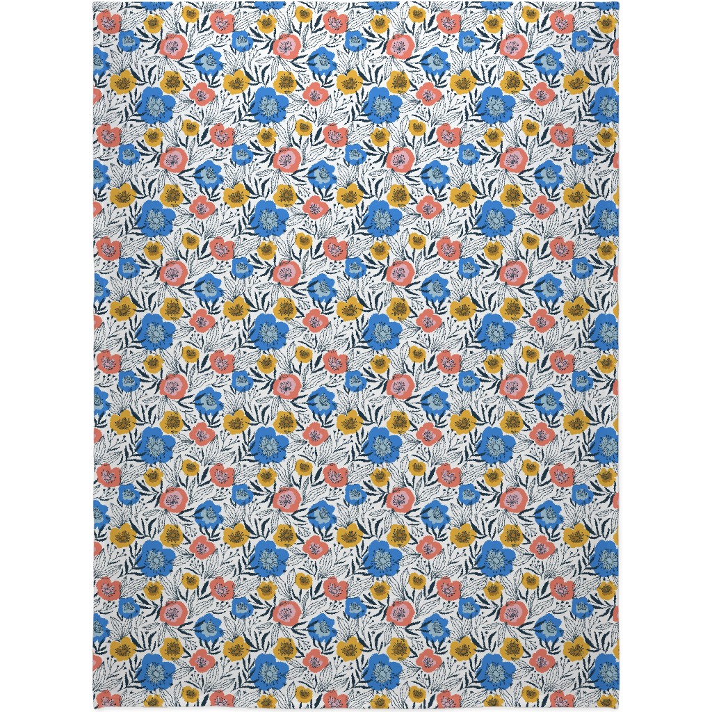 Colorful Flowers - Multi Blanket, Fleece, 60x80, Multicolor