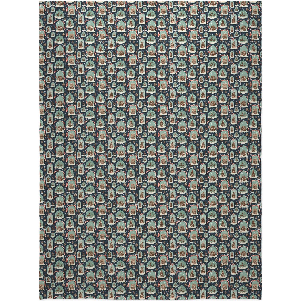 Christmas Gingerbread Village - Blue Blanket, Fleece, 60x80, Multicolor