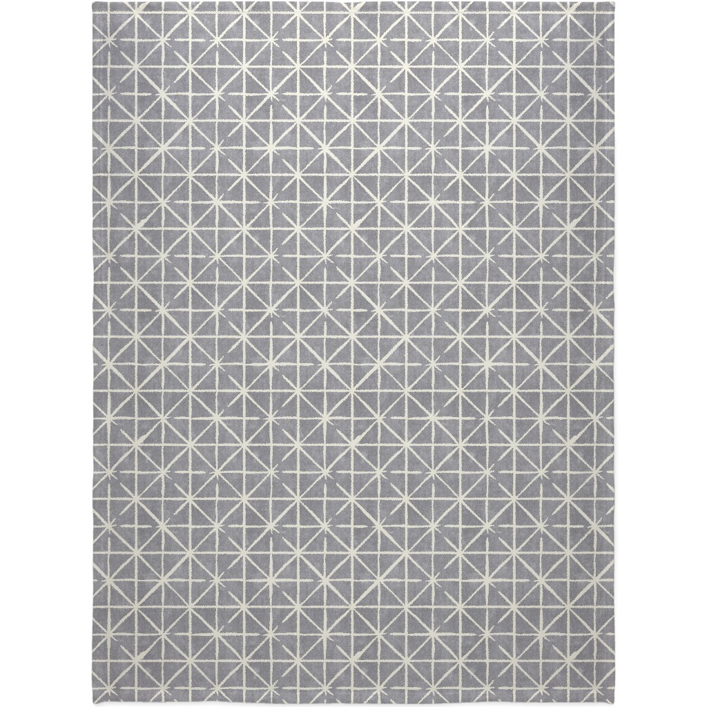 Geometric Triangles - Distressed - Grey Blanket, Fleece, 60x80, Gray, Gray