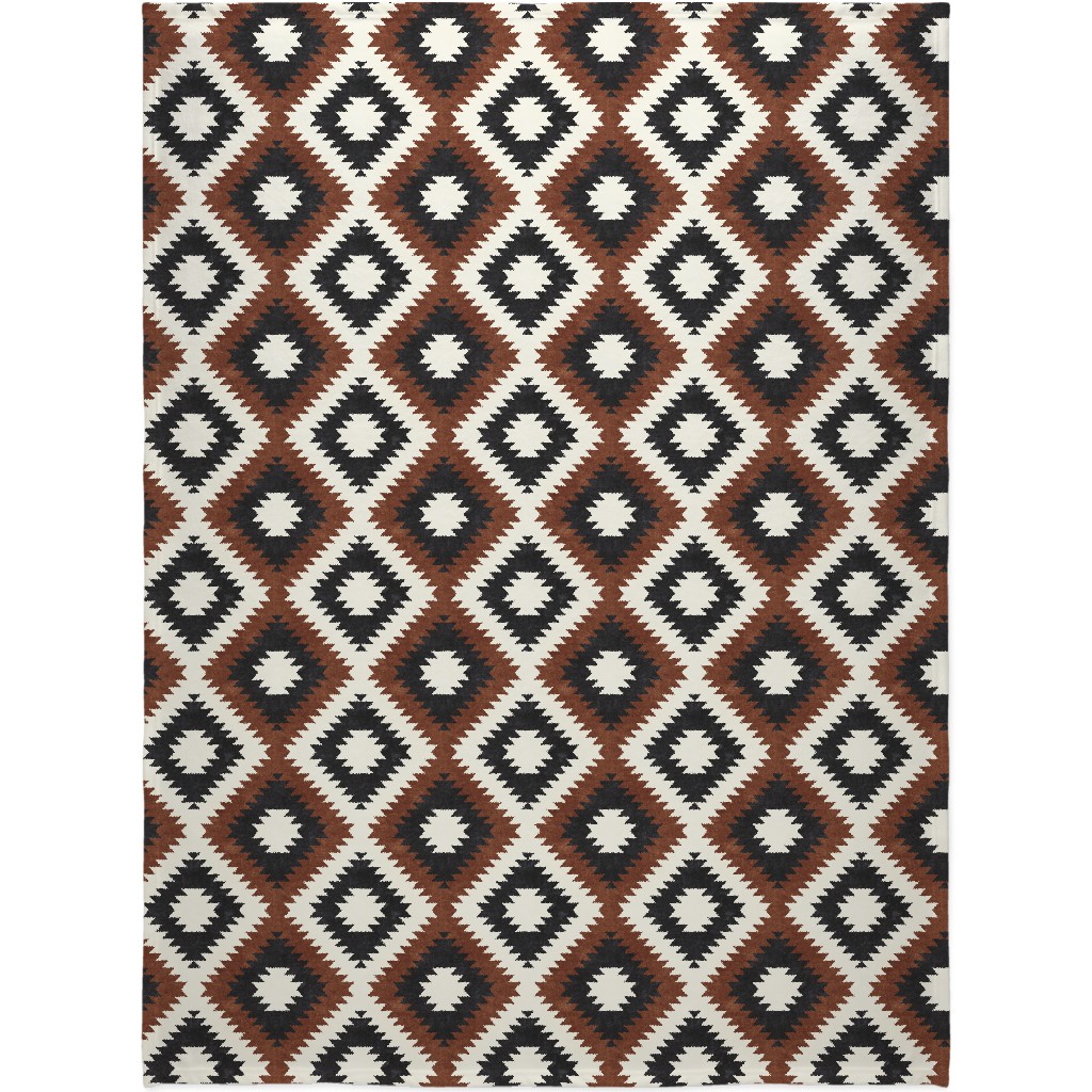 Southwest Geometric Diamond - Light Blanket, Fleece, 60x80, Brown