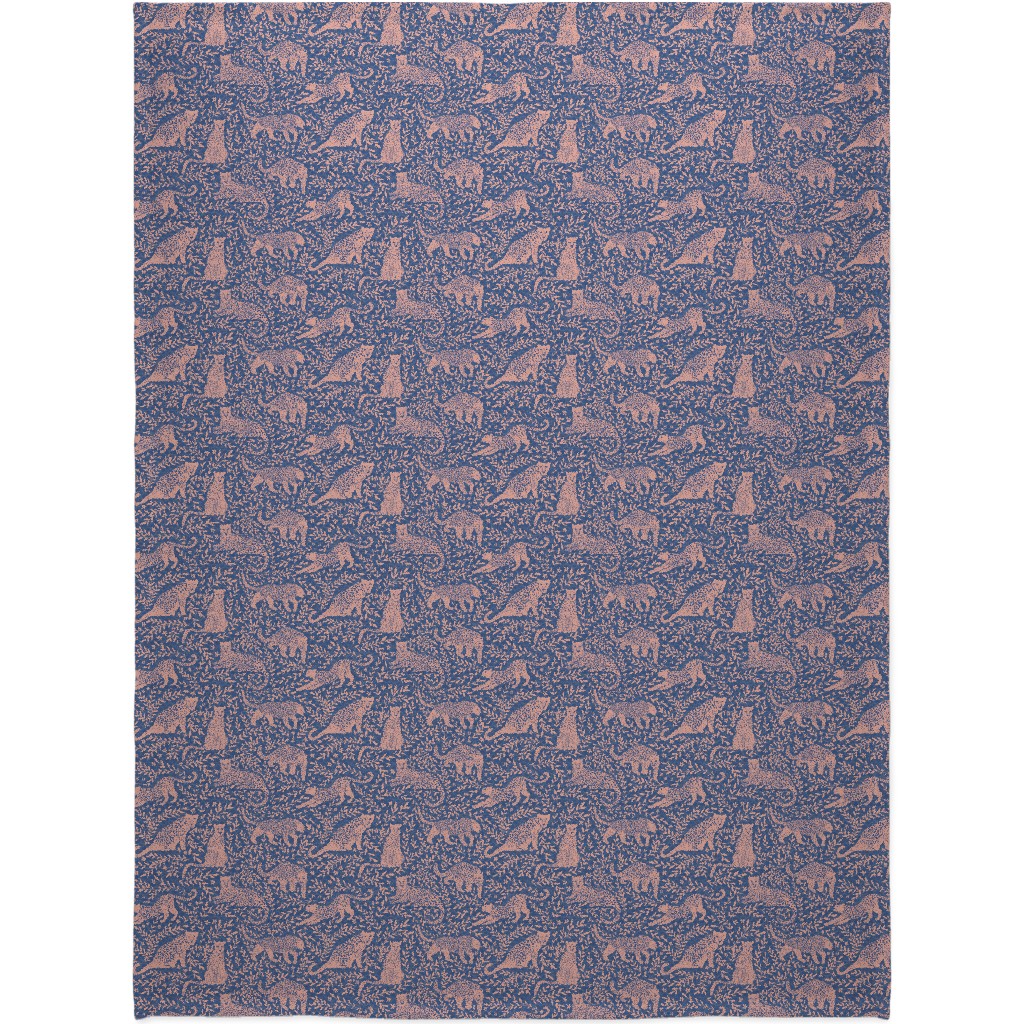 Jungle Cat - Classic Blue Blanket, Fleece, 60x80, Blue, True Blue