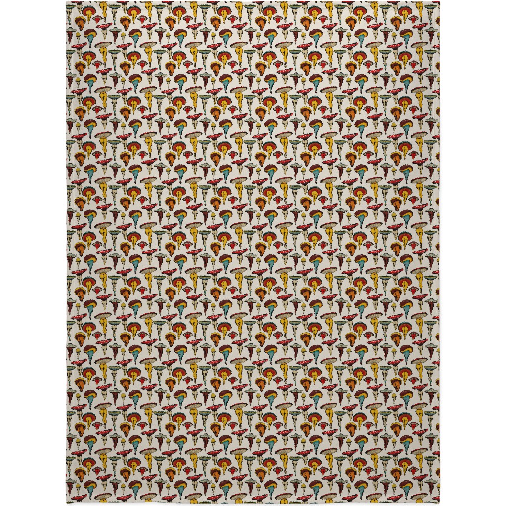 Sexy Mushrooms Blanket, Plush Fleece, 60x80, Multicolor