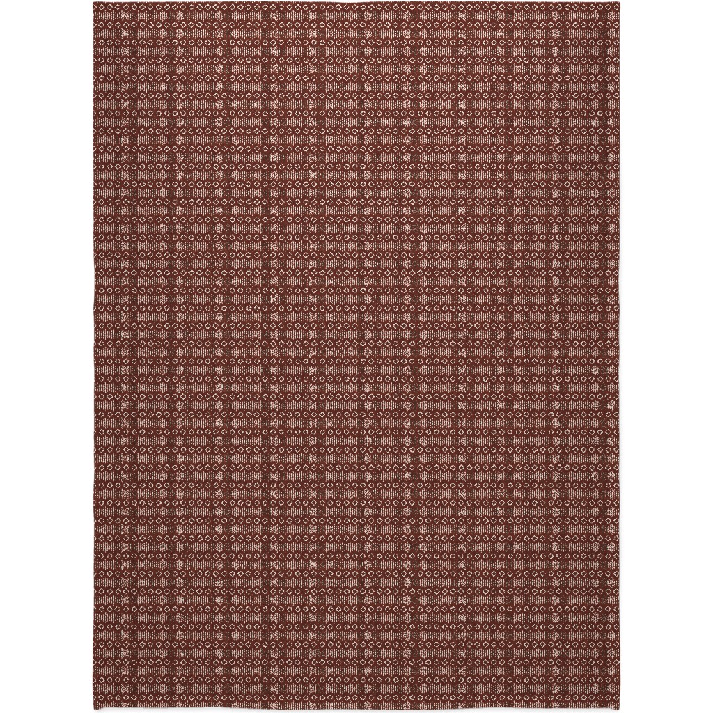 Diamond Fall Mud Cloth - Rust Blanket, Plush Fleece, 60x80, Red