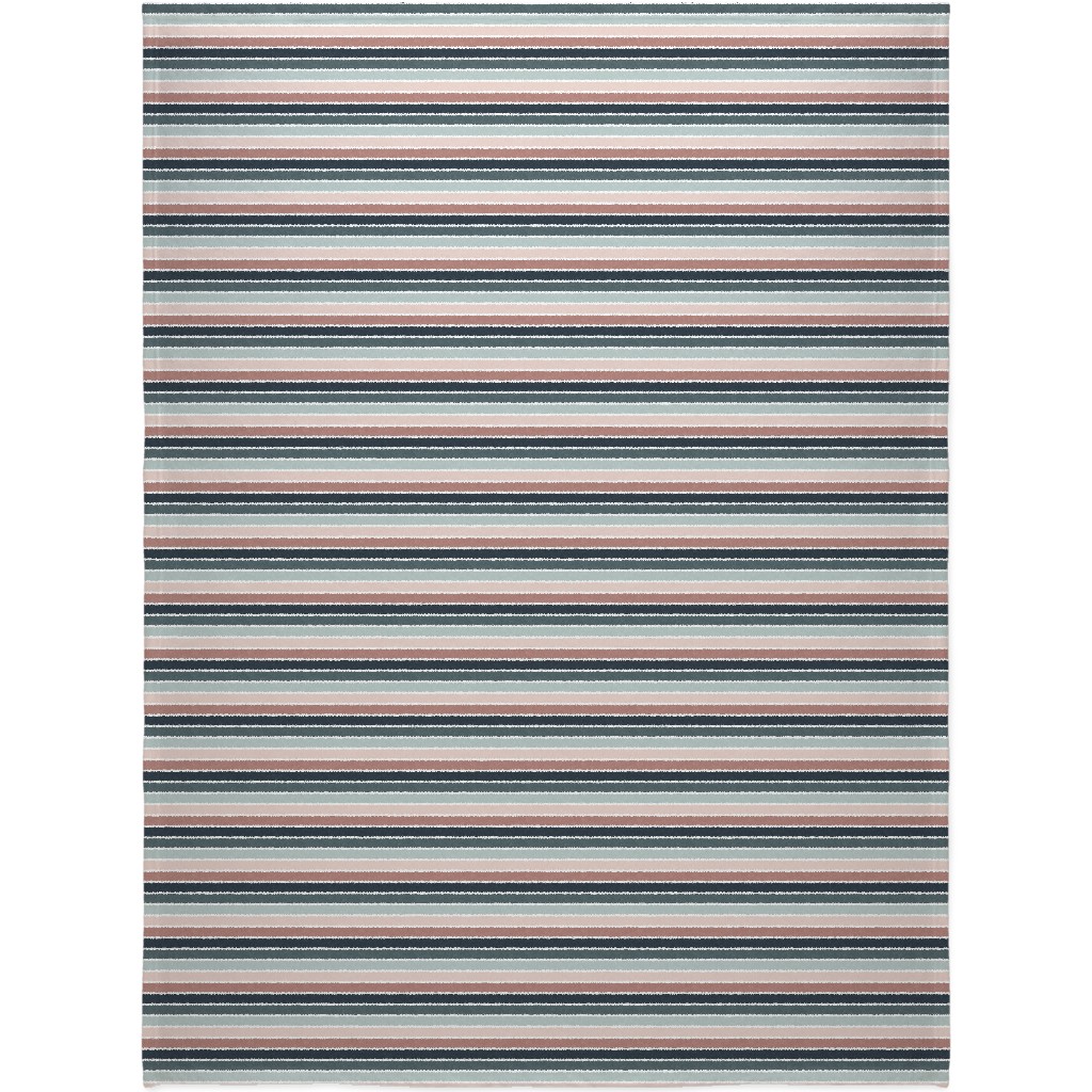 Stripes - Multi Blue & Pink Blanket, Plush Fleece, 60x80, Multicolor