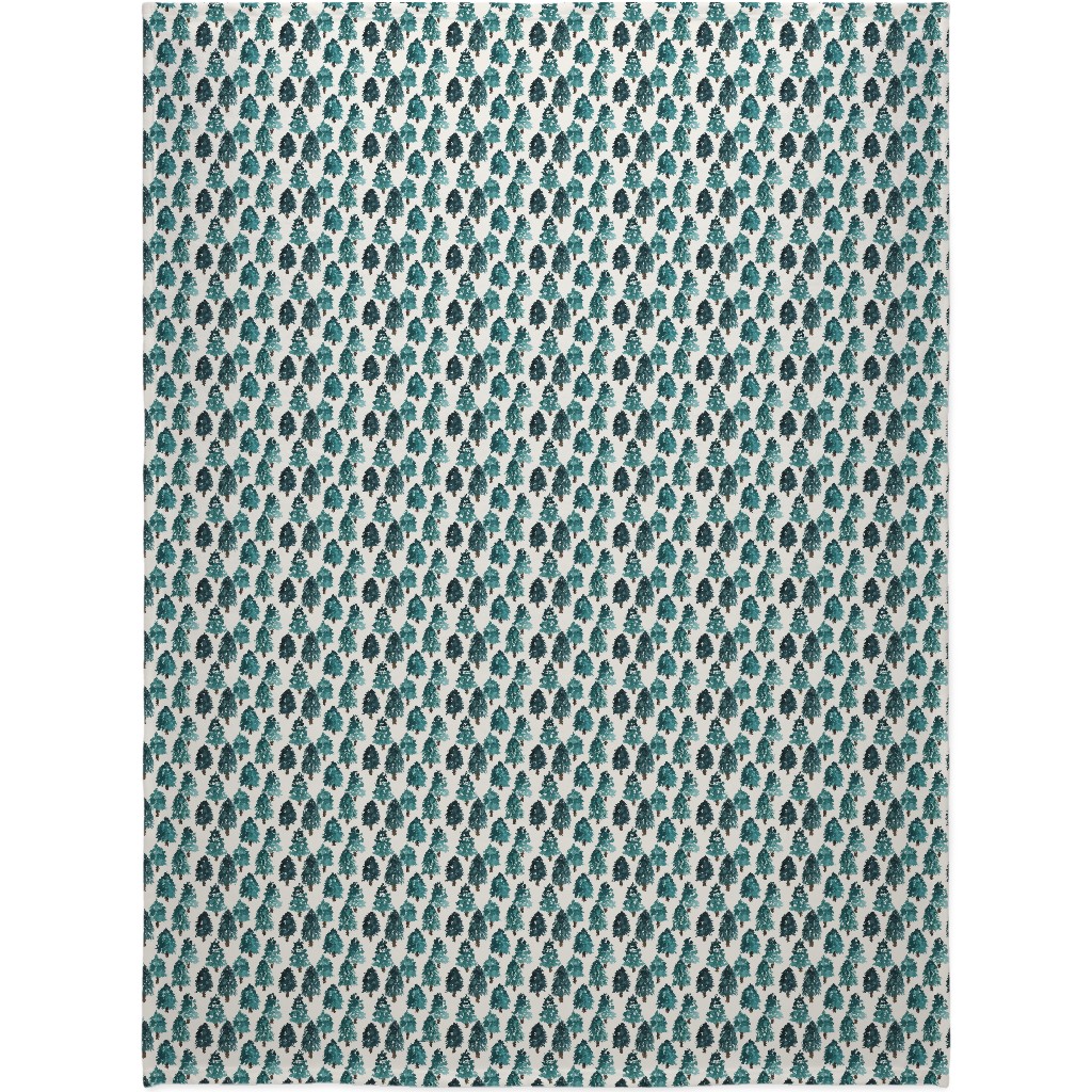 Christmas Trees Dense Forest Blanket, Plush Fleece, 60x80, Blue, True Blue