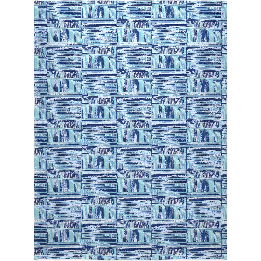 Linear Meditation Blanket, Plush Fleece, 60x80, Blue