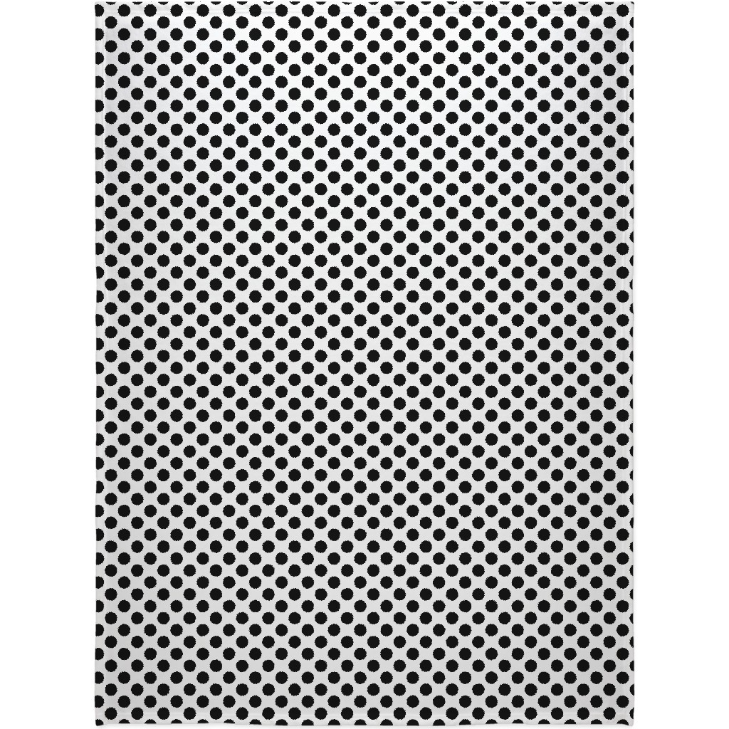 Polka Dot - Black and White Blanket, Plush Fleece, 60x80, Black