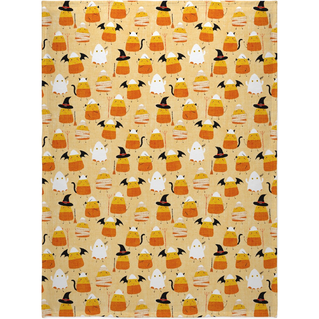 Candy Corn Characters - Multi Blanket, Plush Fleece, 60x80, Orange