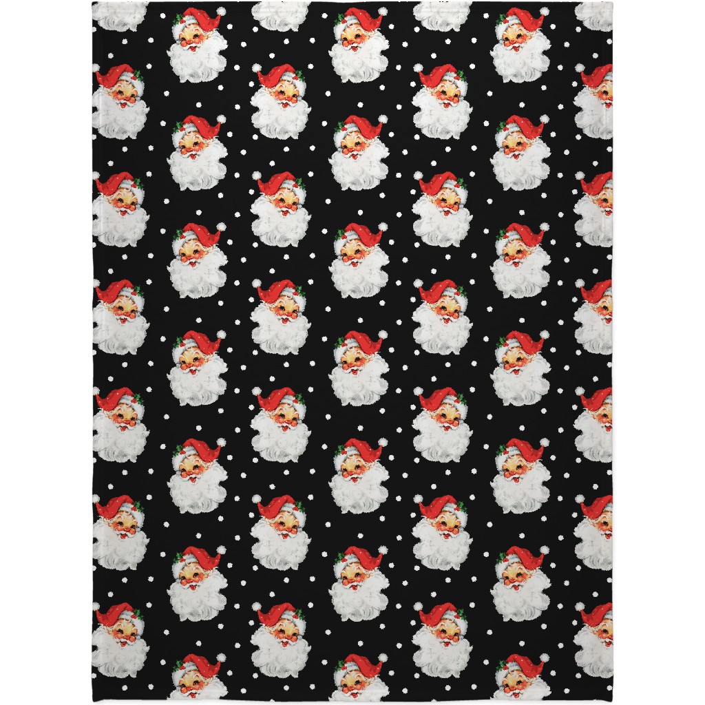 Jolly Retro Santa Blanket, Plush Fleece, 60x80, Multicolor, Silver Lining