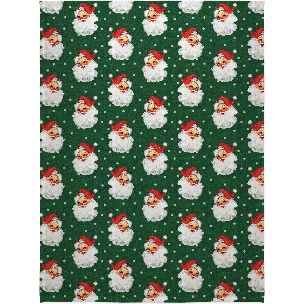 Jolly Retro Santa Blanket, Plush Fleece, 60x80, Multicolor