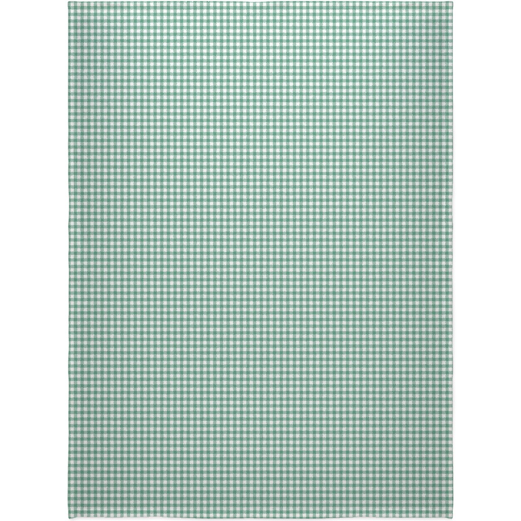 Simple Gingham Blanket, Plush Fleece, 60x80, Green