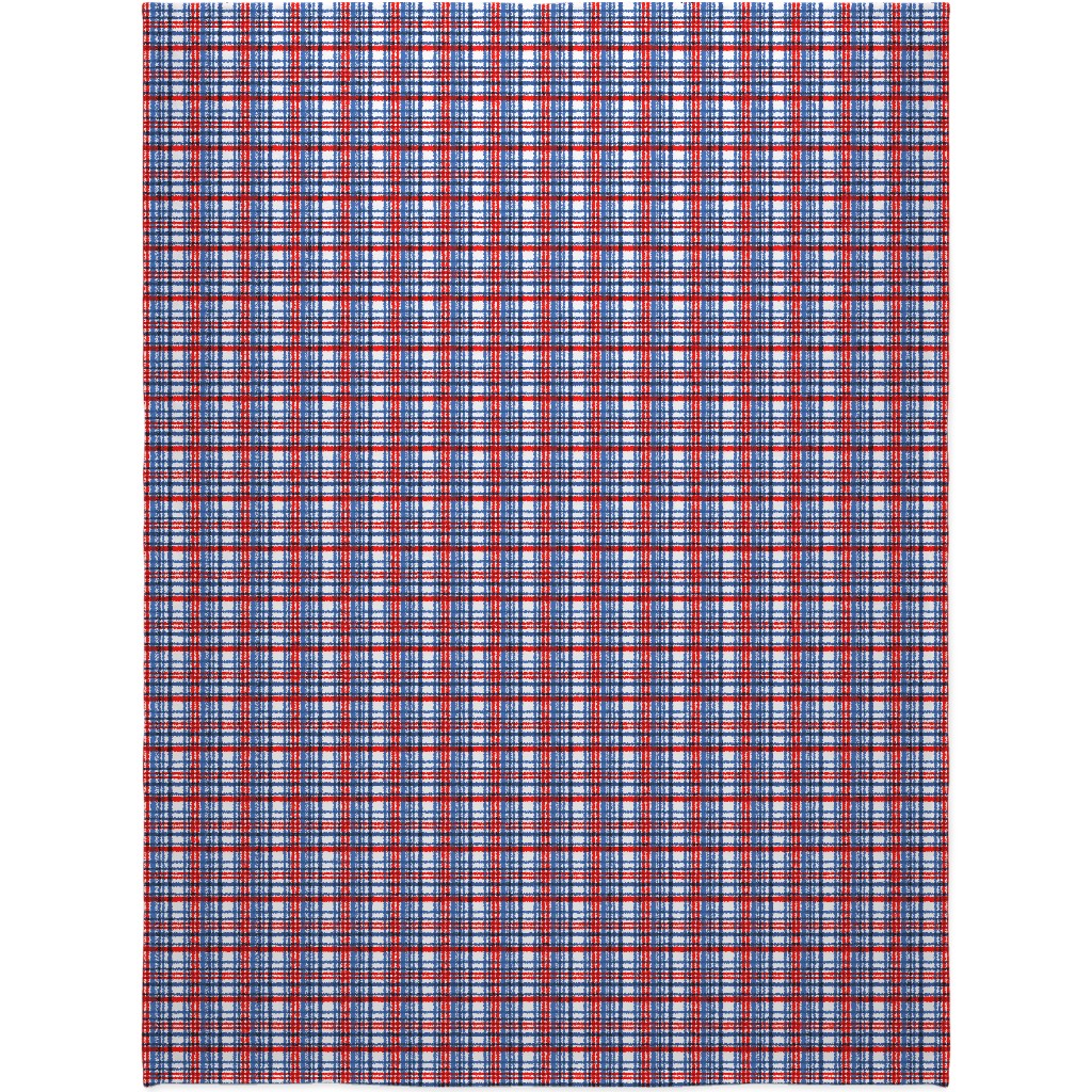Intricate Plaid Blanket, Plush Fleece, 60x80, Blue, Red