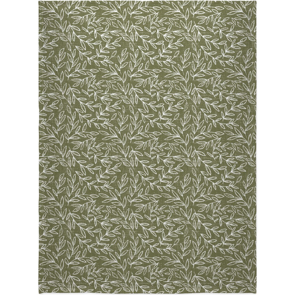 Refined Olive Leaves - Green Blanket, Plush Fleece, 60x80, Green, Classic Green