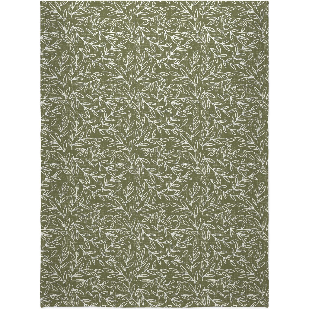 Refined Olive Leaves - Green Blanket, Plush Fleece, 60x80, Green