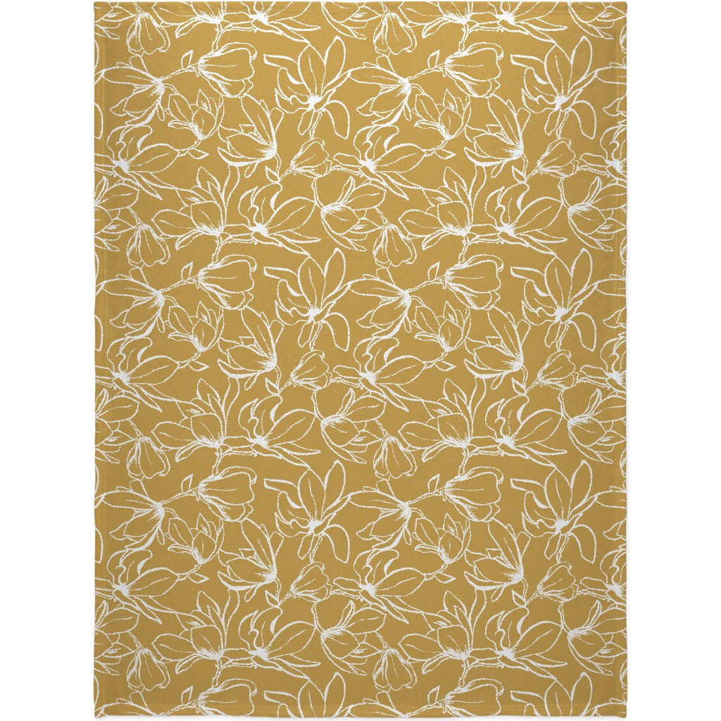Magnolia Garden Blanket, Plush Fleece, 60x80, Brown, Golden