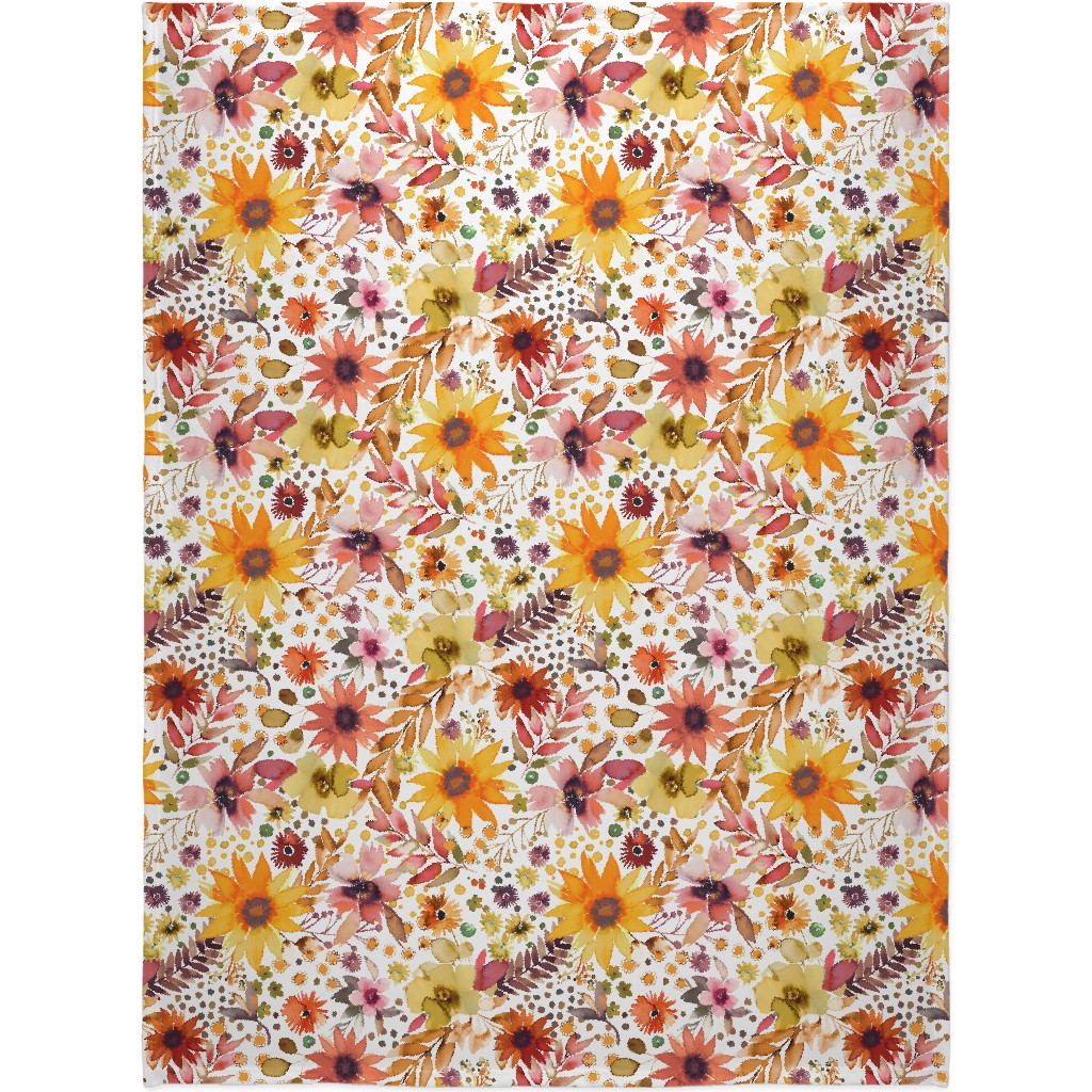 Big Sunflowers - Goldenrod Yellow Blanket, Plush Fleece, 60x80, Orange