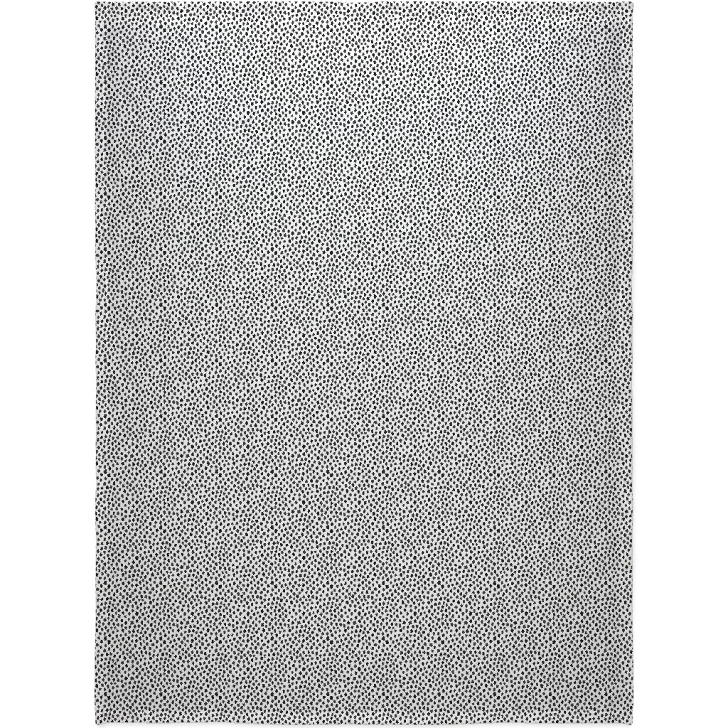 Inky Spots - Black and White Blanket, Plush Fleece, 60x80, White, White