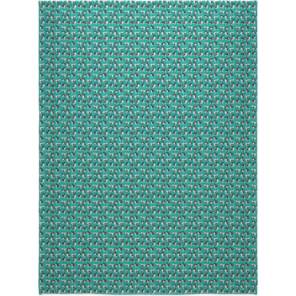 Beagle Dog Blanket, Plush Fleece, 60x80, Green, Seafoam