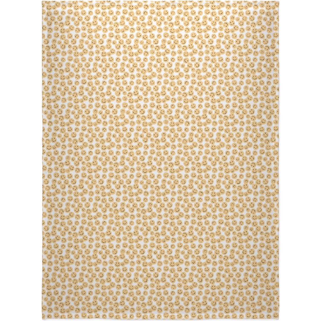 Happy Smiley Faces - Yellow Blanket, Plush Fleece, 60x80, Yellow, Classic Yellow