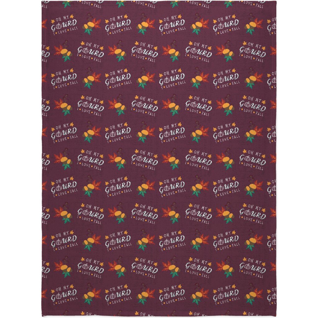 Oh My Gourd on Mauve Blanket, Plush Fleece, 60x80, Purple, Purple