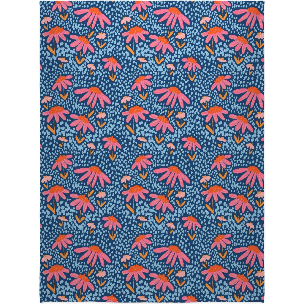 Spring Showers - Blue Blanket, Plush Fleece, 60x80, Blue, True Blue