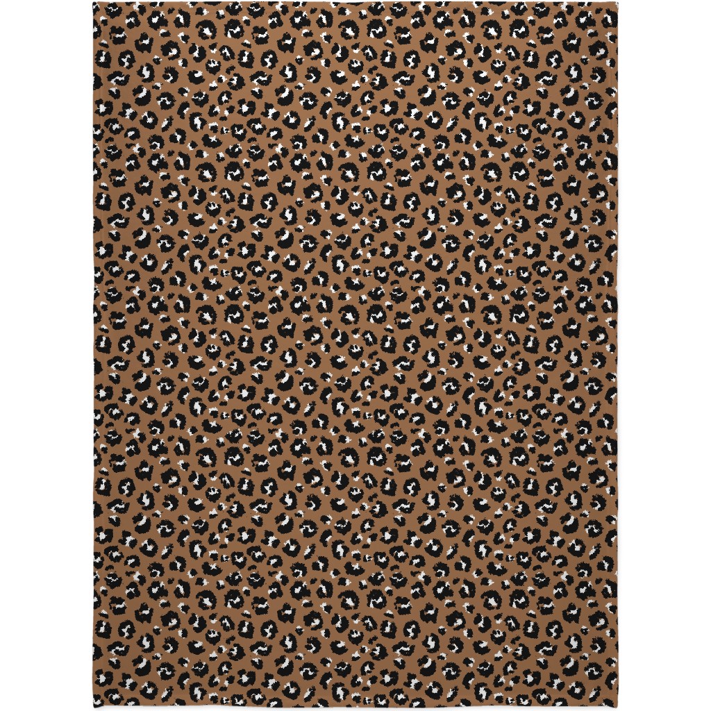 Leopard Spots - Caramel Blanket, Plush Fleece, 60x80, Brown, Brown