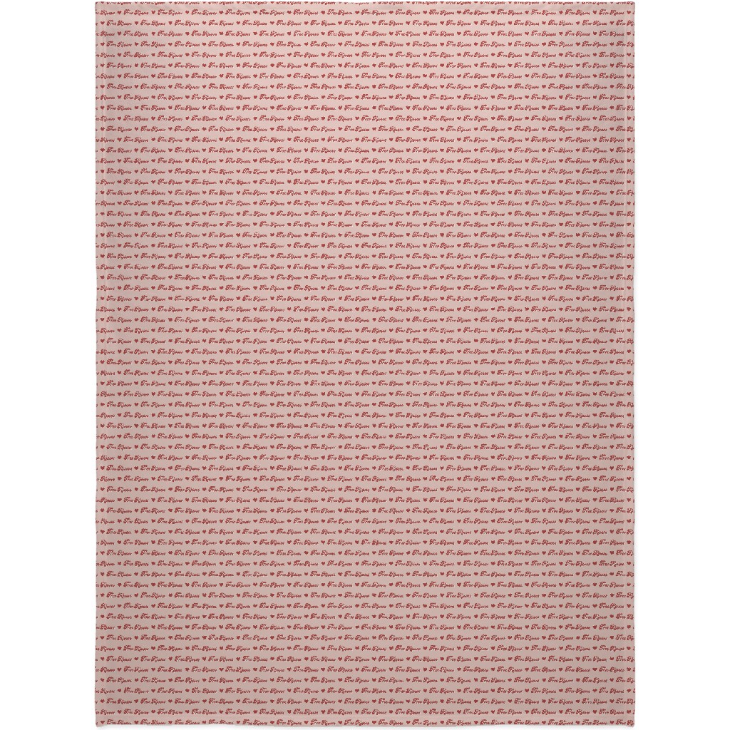 Free Kisses - Retro Hearts - Red on Pink Blanket, Plush Fleece, 60x80, Pink, Bright Pink