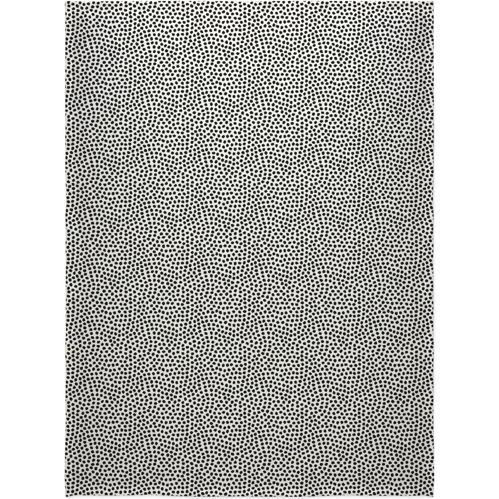 Dots - Black and White Blanket, Plush Fleece, 60x80, White, White