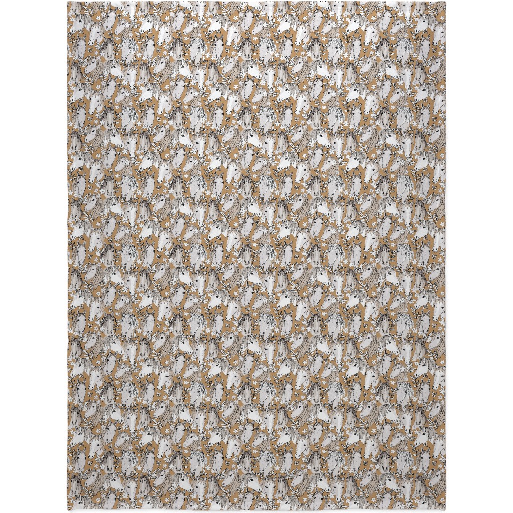 Wild Horses Blanket, Plush Fleece, 60x80, Brown, Dust Bunny