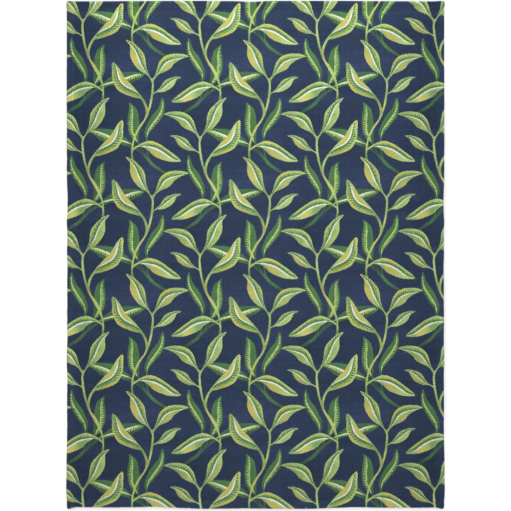Leafy Vines - Green Blanket, Plush Fleece, 60x80, Green, Classic Green